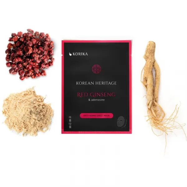 KORIKA Korean Heritage Red Ginseng & Adenosine Anti-aging Sheet Mask set pleťových masiek za zvýhodnenú cenu proti starnutiu a na spevnenie pleti