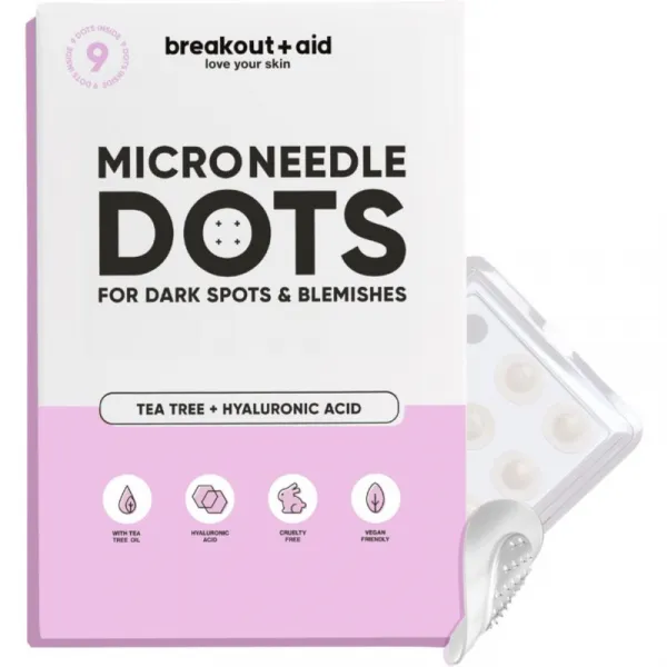 breakout + aid Microneedle Dots lokálna starostlivosť s mikroihličkami na tmavé škvrny po akné 9 ks