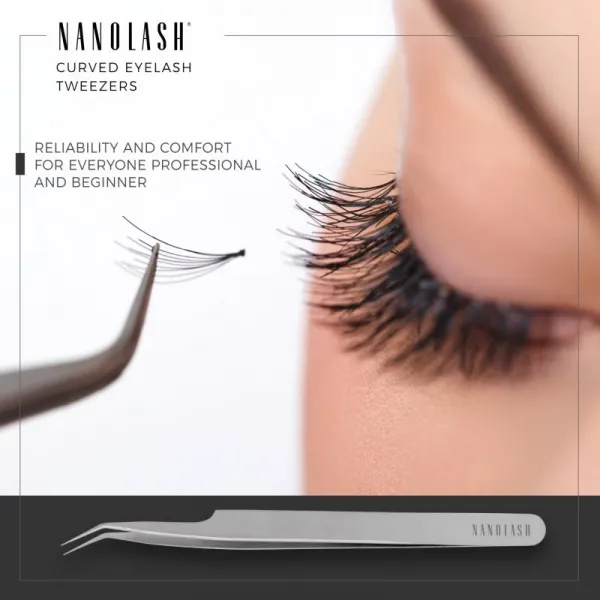 Nanolash Eyelash Tweezers Curved pomôcka pre aplikáciu umelých mihalnic 1 ks