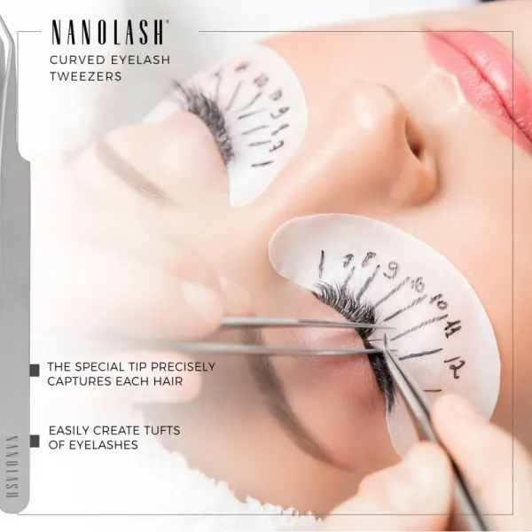 Nanolash Eyelash Tweezers Curved pomôcka pre aplikáciu umelých mihalnic 1 ks