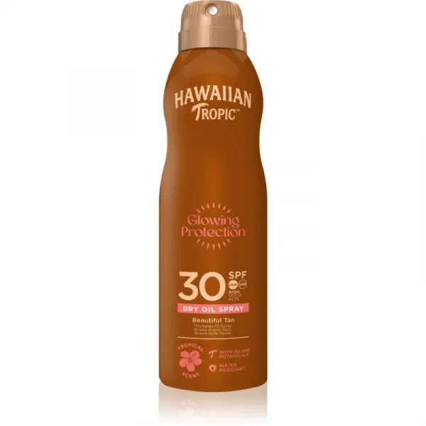 Hawaiian Tropic Glowing Protection Dry Oil Spray suchý olej na opaľovanie v spreji SPF 30 180 ml