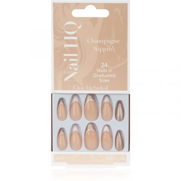 Nail HQ Almond umelé nechty Sparkling Wine Sippin' 24 ks