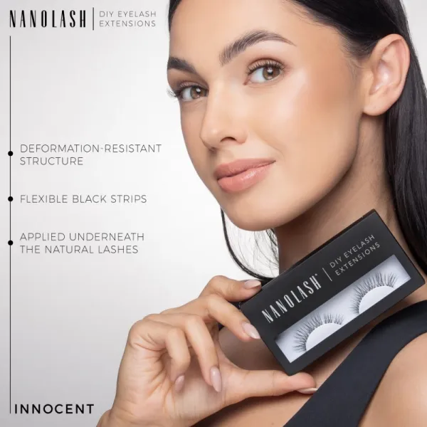 Nanolash DIY Eyelash Extensions trsové nalepovacie mihalnice bez uzlíka Innocent 36 ks