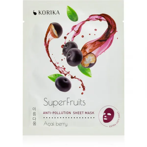 KORIKA SuperFruits Acai Berry - Set of 5 Anti-pollution Face Sheet Masks set pleťových masiek za zvýhodnenú cenu Acai berry