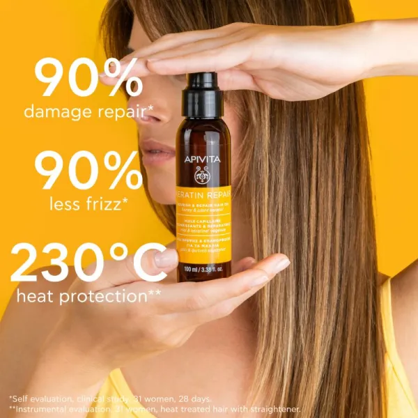 Apivita Keratin Repair Nourish Repair Hair Oil olej na vlasy pre suché a poškodené vlasy 100 ml