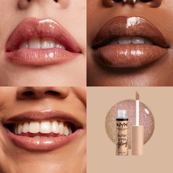 NYX Professional Makeup Butter Gloss Bling lesk na pery trblietavý odtieň 01 Bring The Bling 8 ml