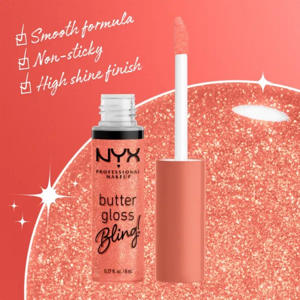 NYX Professional Makeup Butter Gloss Bling lesk na pery trblietavý odtieň 02 Dripped Out 8 ml