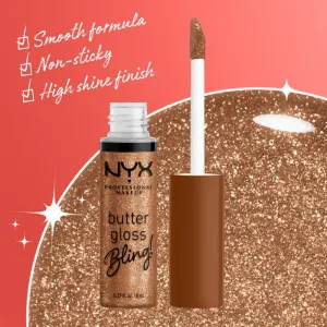 NYX Professional Makeup Butter Gloss Bling lesk na pery trblietavý odtieň 04 Pay Me In Gold 8 ml