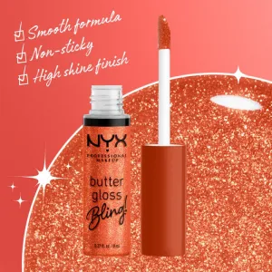 NYX Professional Makeup Butter Gloss Bling lesk na pery trblietavý odtieň 06 Shimmer Down 8 ml