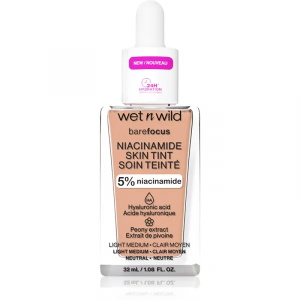 Wet n Wild Bare Focus Niacinamide Skin Tint ľahký hydratačný make-up odtieň Light Medium 32 ml