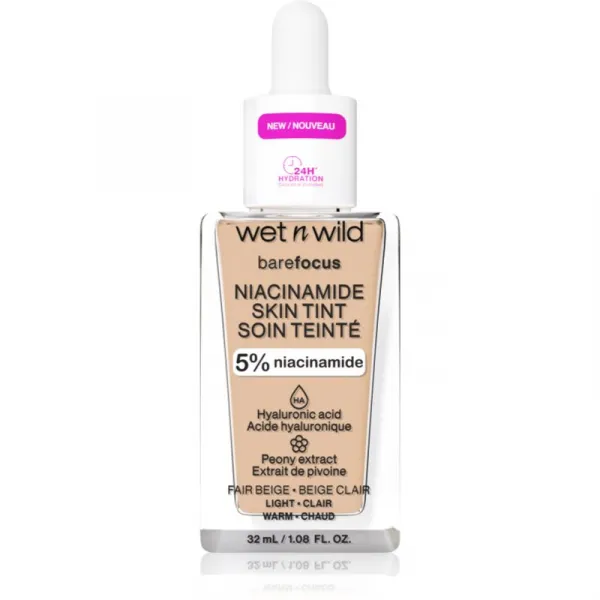 Wet n Wild BareFocus Niacinamide Skin Tint ľahký hydratačný make-up odtieň Fair Beige (Warm) 32 ml