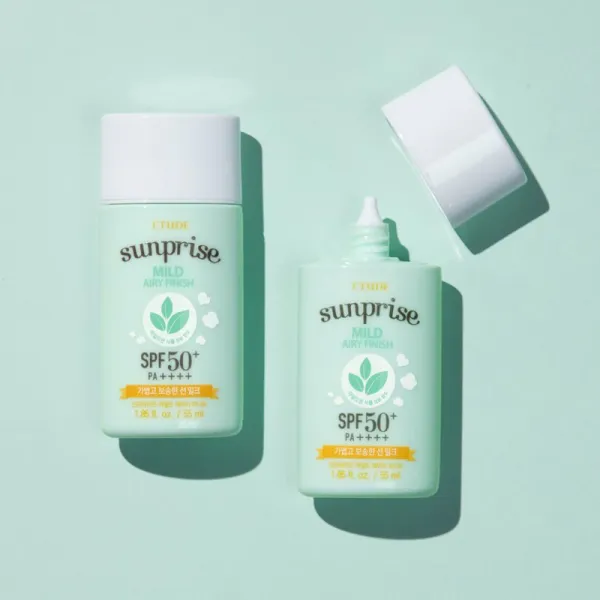 ETUDE Sunprise Mild Airy Finish minerálny ochranný fluid na tvár SPF 50+ 55 ml