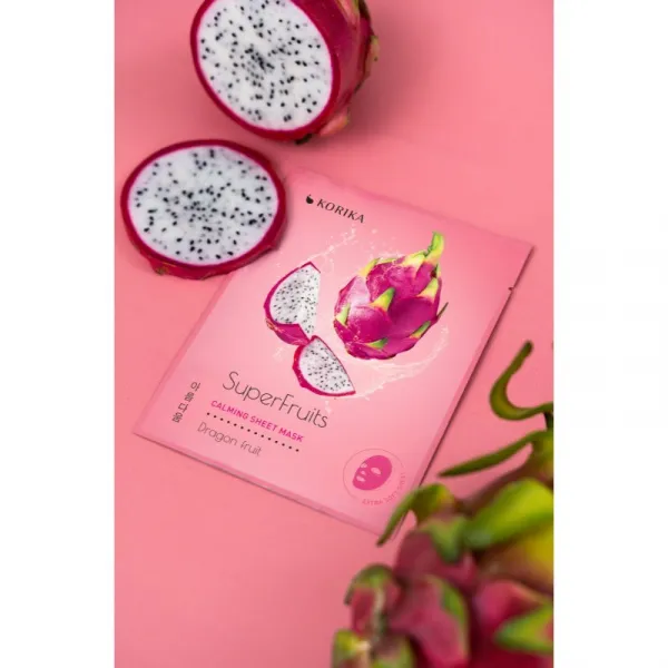 KORIKA SuperFruits Dragon Fruit - Set of 5 Calming Face Sheet Masks set pleťových masiek za zvýhodnenú cenu s upokojujúcim účinkom Dragon fruit