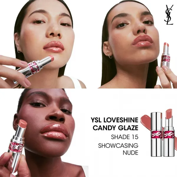 Yves Saint Laurent Loveshine Candy Glaze hydratačný lesk na pery pre ženy 15 Showcasting Nude 3.2 g