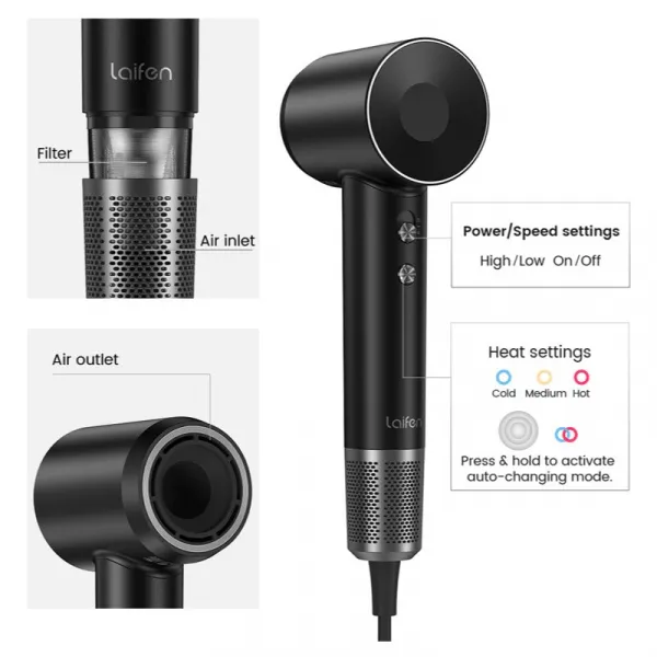 Laifen SWIFT Premium fén na vlasy Black