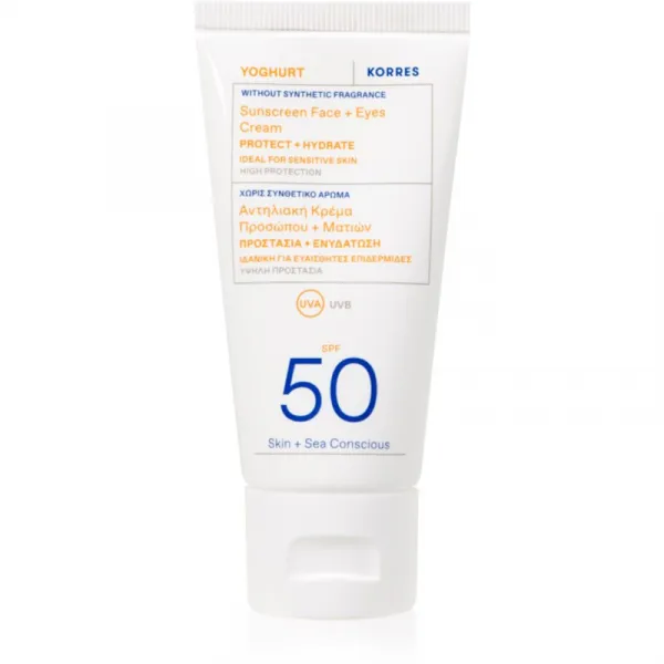 Korres Yoghurt Sunscreen ochranný krém na tvár a očné okolie SPF 50 50 ml