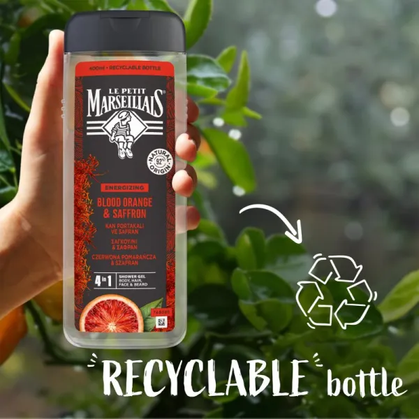 Le Petit Marseillais Blood Orange & Saffron sprchový gél 4 v 1 pre mužov 400 ml