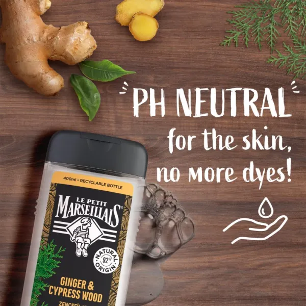 Le Petit Marseillais Ginger & Cypress Wood sprchový gél 4 v 1 pre mužov 400 ml