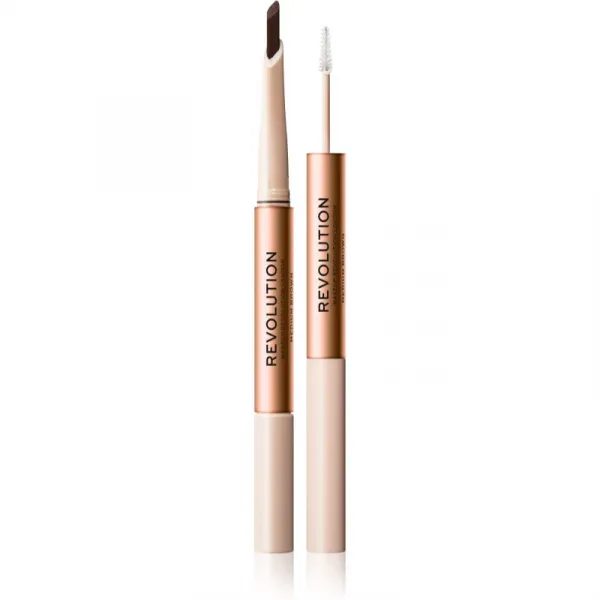 Makeup Revolution Fluffy Brow Filter Duo obojstranná ceruzka na obočie pre fixáciu a tvar odtieň Medium Brown 0.12 g