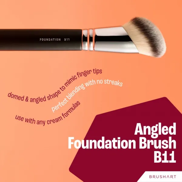 BrushArt Professional B11 Angled foundation brush štetec na make-up B11 1 ks