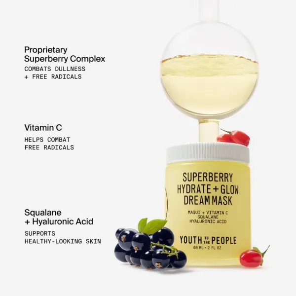 Youth To The People Superberry Hydrate + Glow Dream Mask maska pre rozjasnenie a hydratáciu 59 ml