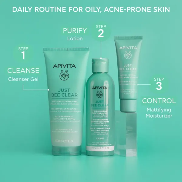Apivita Just Bee Clear Blemish Control Moisturizer hydratačný krém na tvár s niacínamidom 40 ml