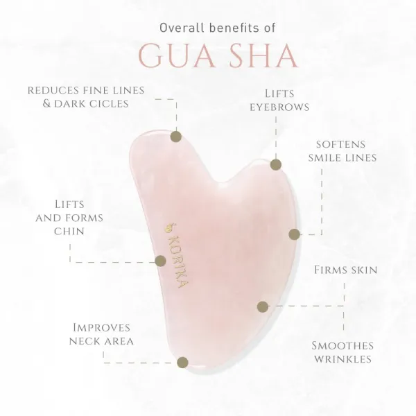 KORIKA Tools Gua Sha Green Jade Stone masážna pomôcka na tvár Gua Sha Quartz Pink 1 ks