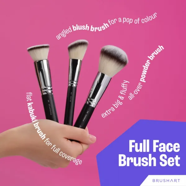 BrushArt Professional Full Face brush set with makeup pouch Sada štetcov s taštičkou Black