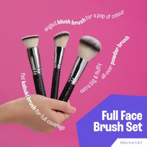 BrushArt Professional Full Face brush set with makeup pouch Sada štetcov s taštičkou Black