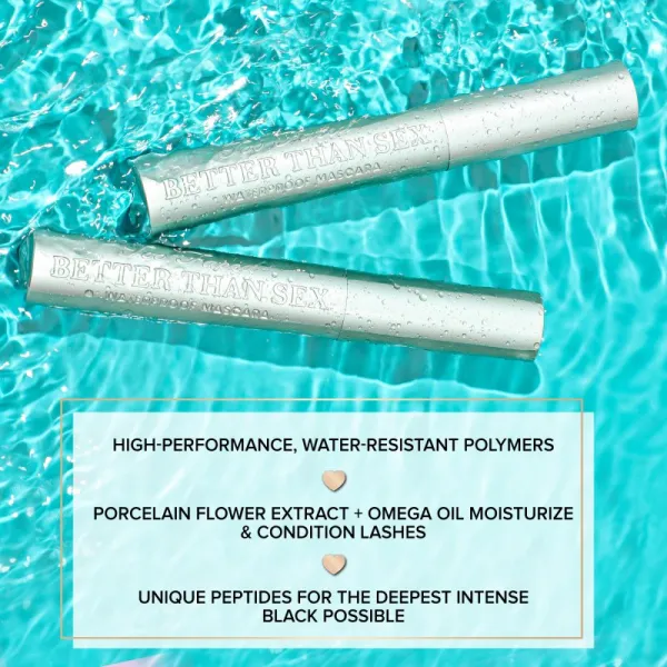Too Faced Better Than Sex Waterproof Mascara Travel Size vodeodolná riasenka pre objem a zahustenie rias 4.8 g