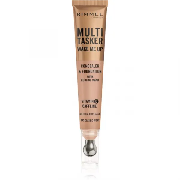 Rimmel Multi-Tasker Wake Me Up make-up a korektor pre rozjasnenie pleti odtieň 45 Classic Ivory 20 ml