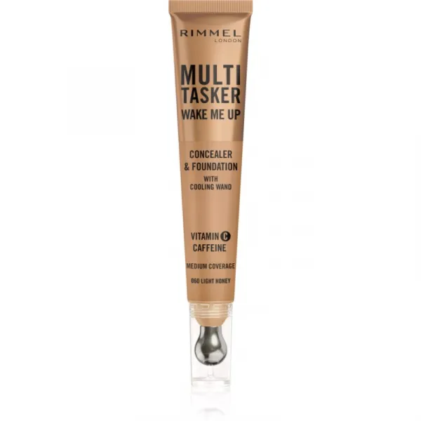 Rimmel Multi-Tasker Wake Me Up make-up a korektor pre rozjasnenie pleti odtieň 60 Light Honey 20 ml