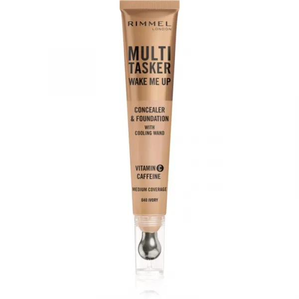Rimmel Multi-Tasker Wake Me Up make-up a korektor pre rozjasnenie pleti odtieň 40 Ivory 20 ml