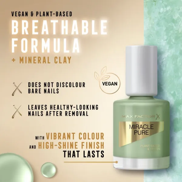 Max Factor Miracle Pure dlhotrvajúci lak na nechty odtieň 580 Lucky Jade 12 ml