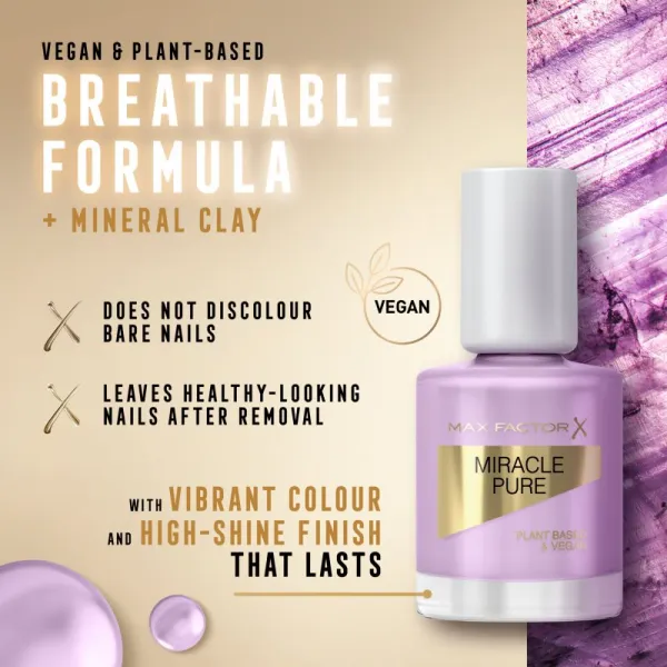 Max Factor Miracle Pure dlhotrvajúci lak na nechty odtieň 335 Serene Amethyst 12 ml