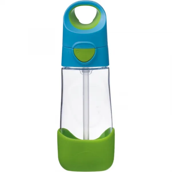Fľaša na pitie so slamkou 450 ml - modrá/zelená