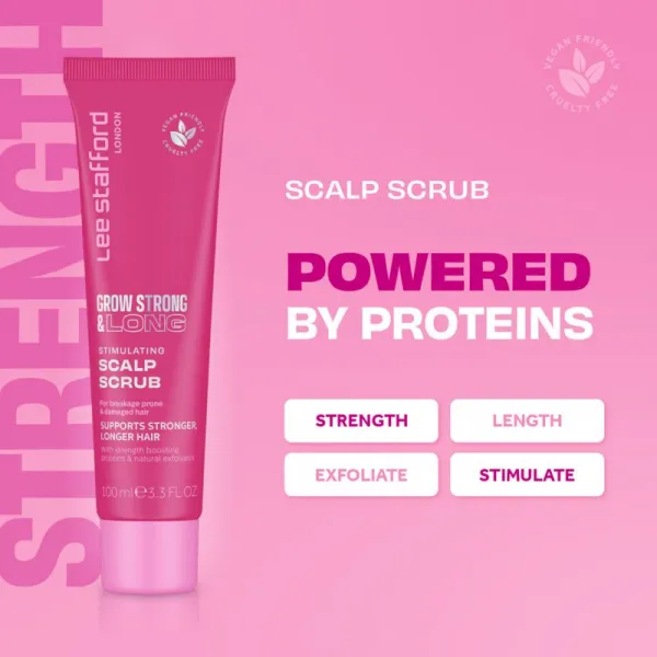 Lee Stafford Grow Strong & Long Stimulating Scapl Scrub peeling na vlasovú pokožku vegan 100 ml