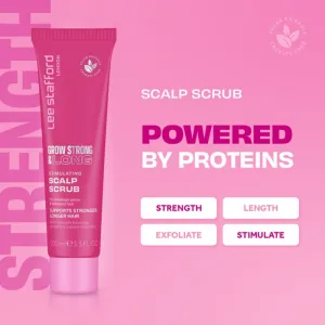 Lee Stafford Grow Strong & Long Stimulating Scapl Scrub peeling na vlasovú pokožku vegan 100 ml