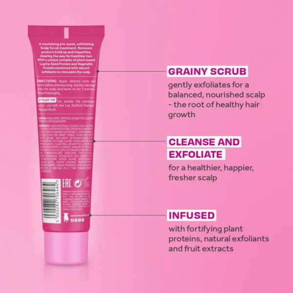 Lee Stafford Grow Strong & Long Stimulating Scapl Scrub peeling na vlasovú pokožku vegan 100 ml