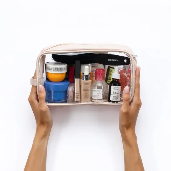 Notino Travel Collection Large Clear Organizer transparentná kozmetická taštička L Beige 1 ks