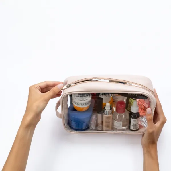 Notino Travel Collection Large Clear Organizer transparentná kozmetická taštička L Beige 1 ks