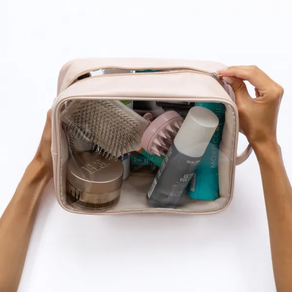 Notino Travel Collection Extra Large Clear Organizer transparentná kozmetická taštička XL Beige 27,5x20x12,5 cm 1 ks