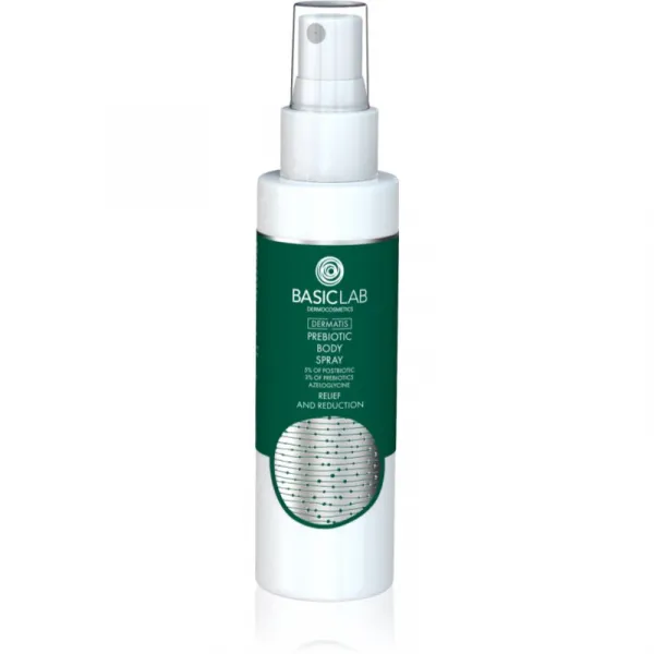 BasicLab Dermocosmetics Dermatis prebiotický hydratačný fluid pre zmiernenie citlivosti pleti v spreji na tvár a telo 100 ml