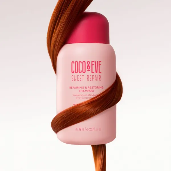 Coco & Eve Sweet Repair Repairing & Restoring Shampoo intenzívne regeneračný šampón pre poškodené a farbené vlasy 70 ml