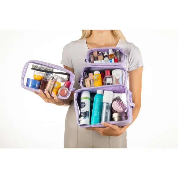 Notino Travel Collection Clear Organizer Set cestovná sada Purple 4 ks