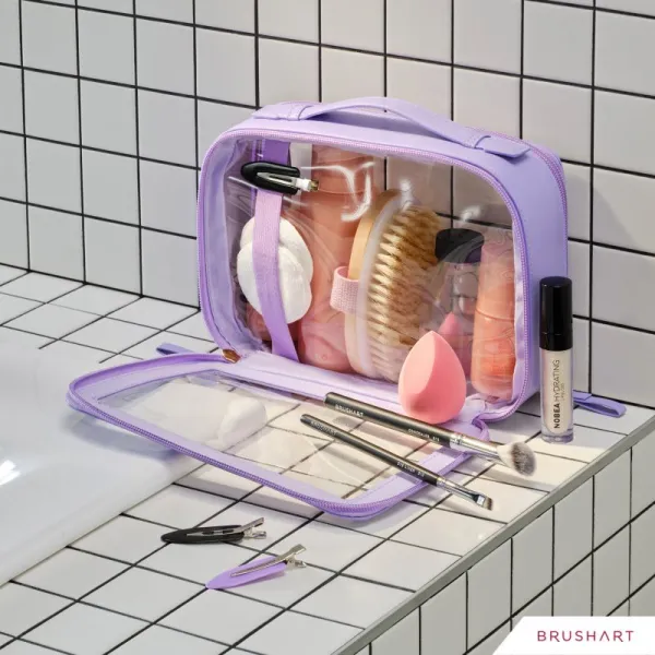 BrushArt Accessories Transparent make-up case kozmetický kufrík Lilac 1 ks