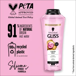 Schwarzkopf Gliss Liquid Silk regeneračný šampón pre posilnenie a lesk vlasov 400 ml