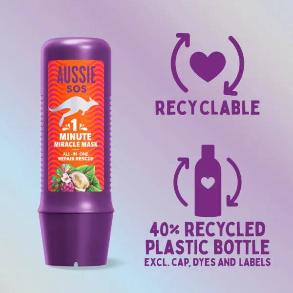 Aussie 1 Minute Miracle Repair Rescue intenzívne vyyživujúca maska pre suché a poškodené vlasy 250 ml