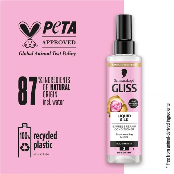Schwarzkopf Gliss Liquid Silk bezoplachový kondicionér pre posilnenie a lesk vlasov 200 ml