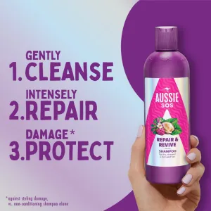 Aussie SOS Repair Revive vyživujúci šampón pre namáhané vlasy a vlasovú pokožku 300 ml